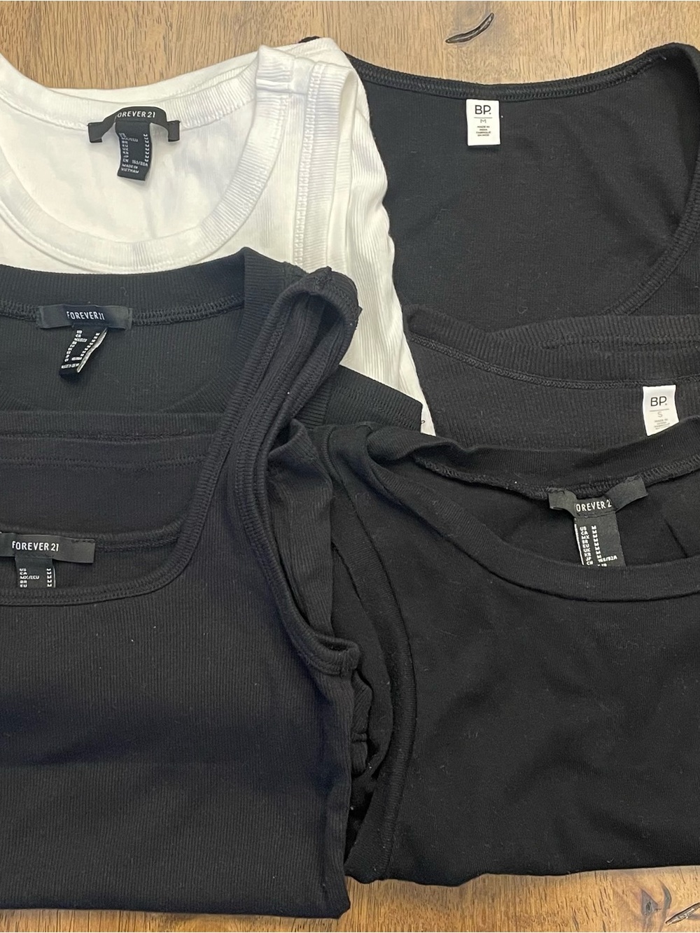 Lot of 6 Forever 21 and BPBlack & White Ribbed and Smooth Tank Tops, M